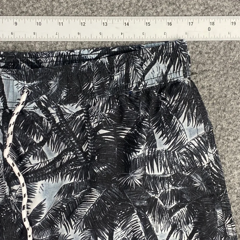 Maui‎ and Sons Mens XL Swim Trunks Black White Palm Tree Tropical Board Shorts